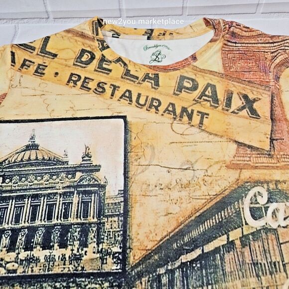 vtg Steven land art t-shirt all over print Paris cafe de la paix street 3XL - Picture 4 of 8